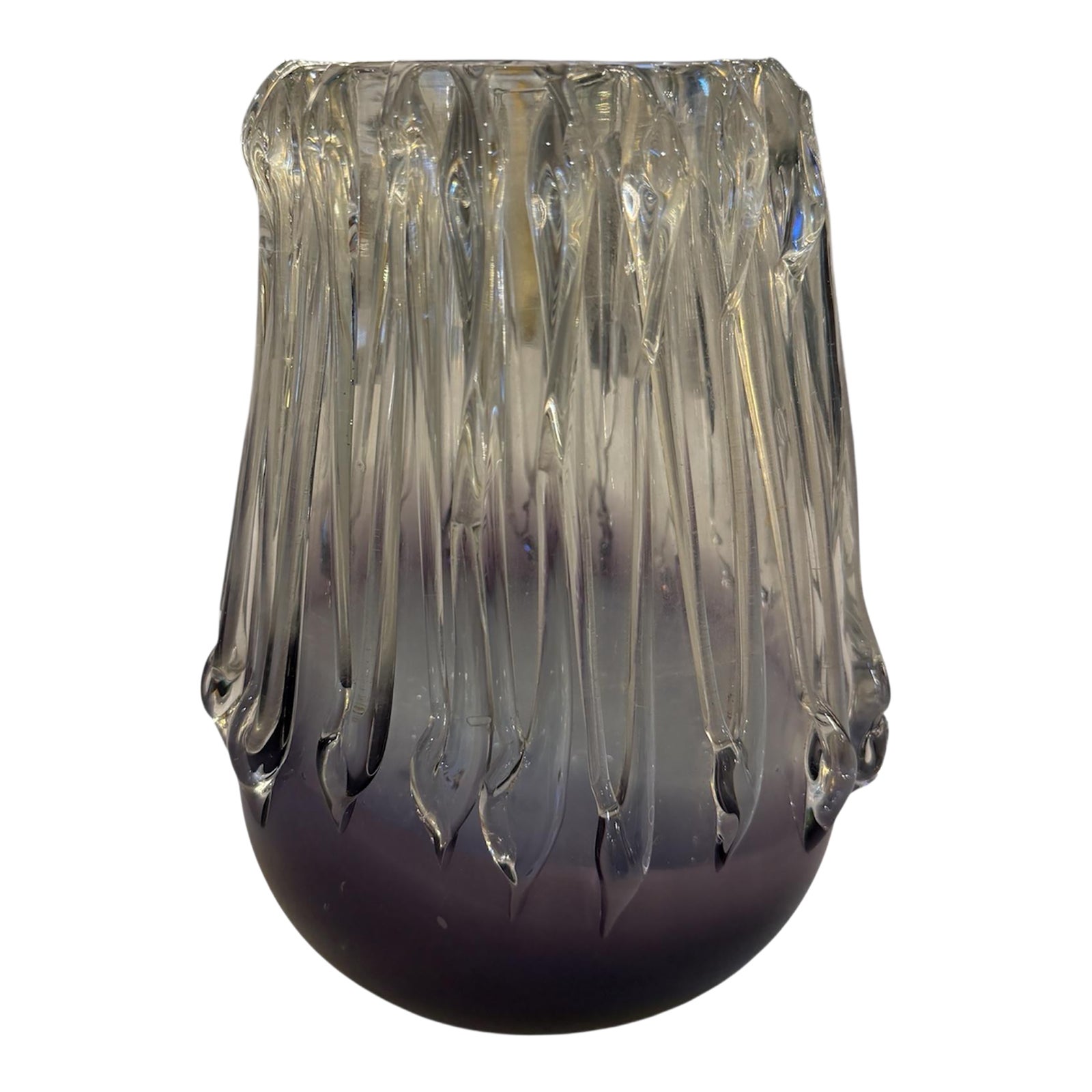 Italian Murano Glass Vase With Vertical Ridges, 1970s | Chairish