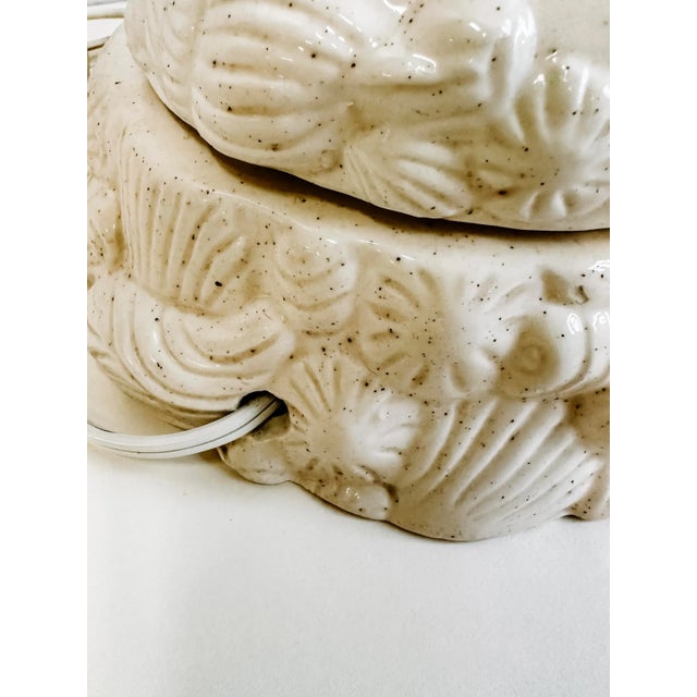 Vintage Pair of White Ceramic Coastal Conch Shell Lamps For Sale - Image 6 of 12
