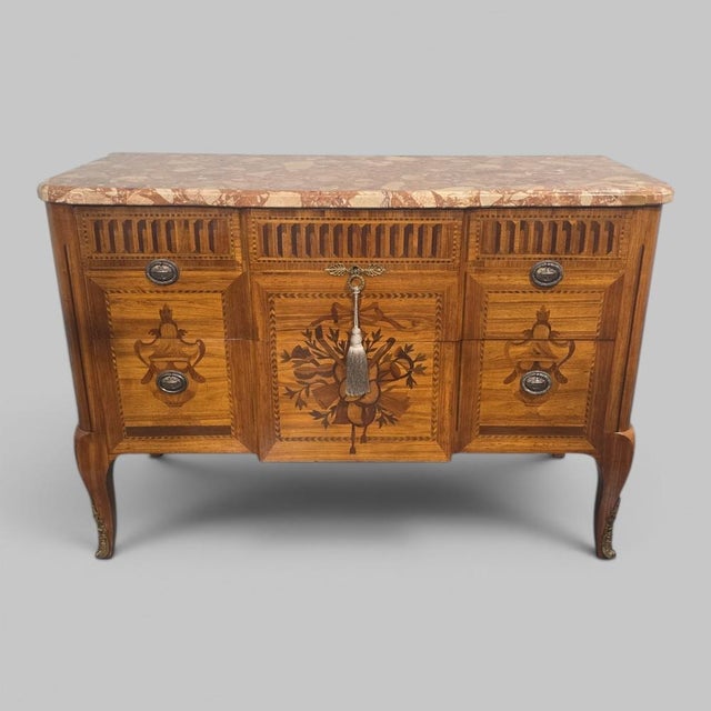 French Inlaid Commode Chest of Drawers, 1920 For Sale - Image 17 of 17