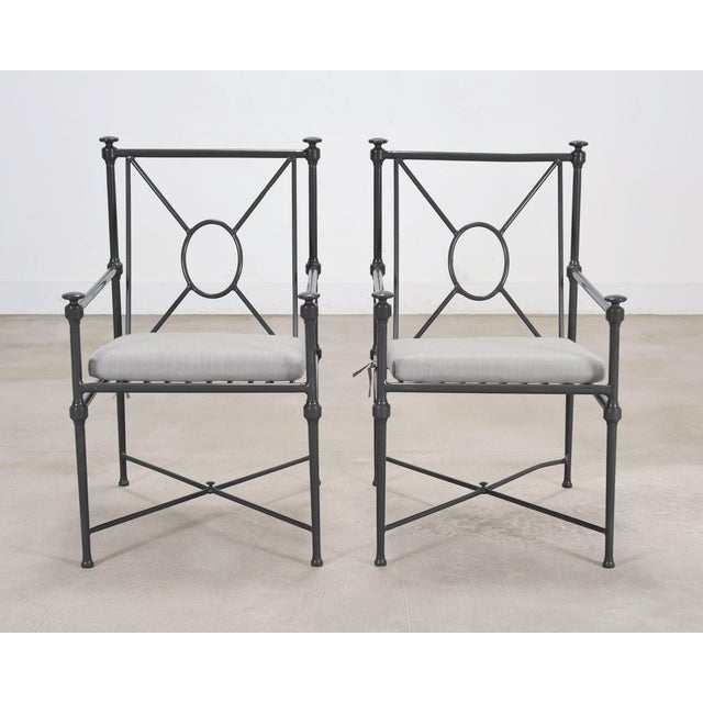 Late 20th Century Set of Four Rh Catalina Aluminum Patio Garden Dining Armchairs For Sale - Image 5 of 18