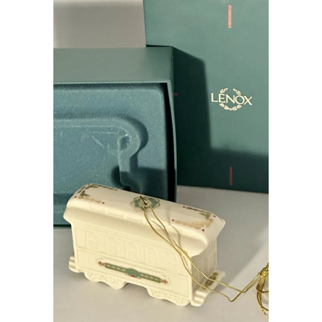 Ceramic Lenox Holiday Village Porcelain Buildings and Train Cars, Seven-Piece Set For Sale - Image 7 of 12