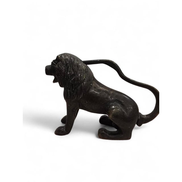 Black Bronze Seated Lion Sculpture, 19th Century For Sale - Image 8 of 10