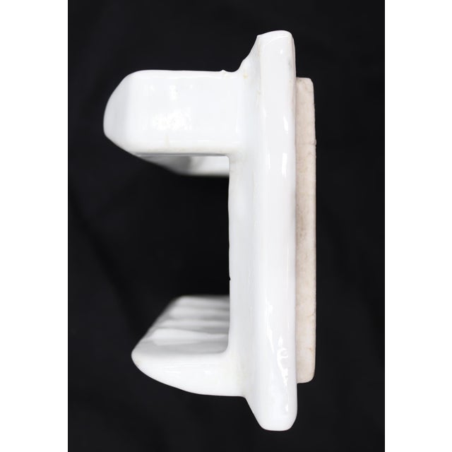 Reclaimed White Ceramic Bathroom Soap Dish With Handle For Sale - Image 4 of 8