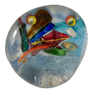 Collette Fortin (1956-2026) Signed Studio Glass Multicolored Abstract Paper Weight For Sale