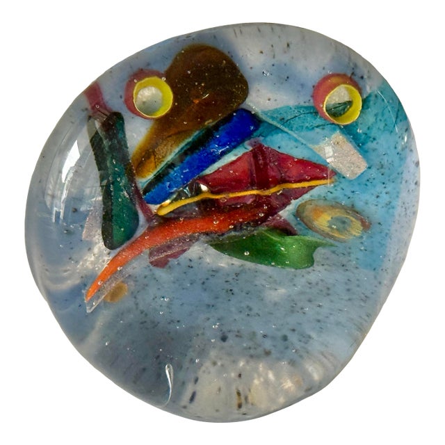 Collette Fortin (1956-2026) Signed Studio Glass Multicolored Abstract Paper Weight For Sale