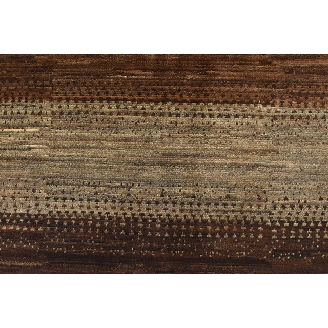 Gray Gabbeh Rug 5′ X 6’4” Brown Gray Wool Contemporary Hand-Knotted Carpet For Sale - Image 8 of 12