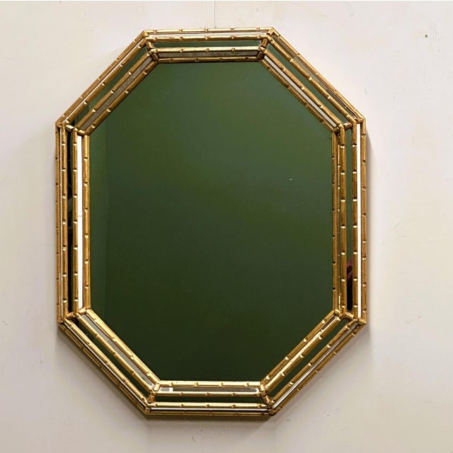 Vintage Faux Bamboo Gilt Mirror, 1980s. For Sale - Image 11 of 11