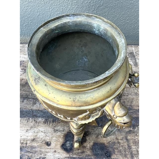 Vintage Asian Brass Dragon Cache Pot For Sale - Image 9 of 13