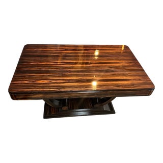 French Art Deco Macassar Ebony Wood Extension Dining / Center Table, Circa 1920s For Sale
