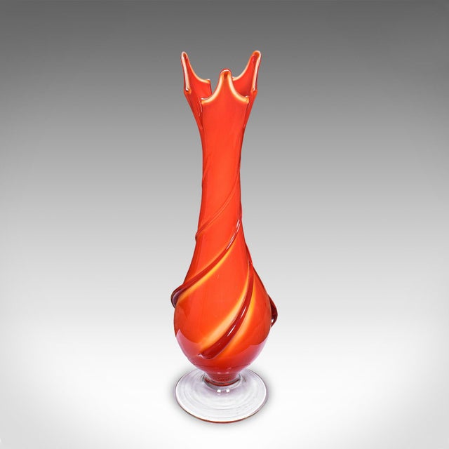 Vintage Murano Trumpet Vase, Italian, Art Glass, Display, Mid Century Modern For Sale - Image 4 of 10