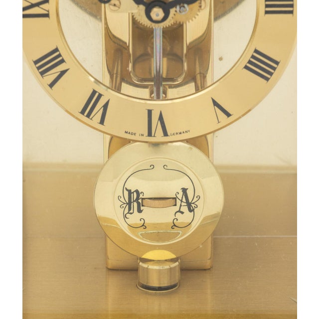 S. Haller German Brass Mantel Clock For Sale - Image 4 of 12