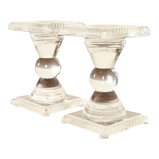 Lalique "Sophie" Art Deco Crystal Candlesticks, Pair For Sale