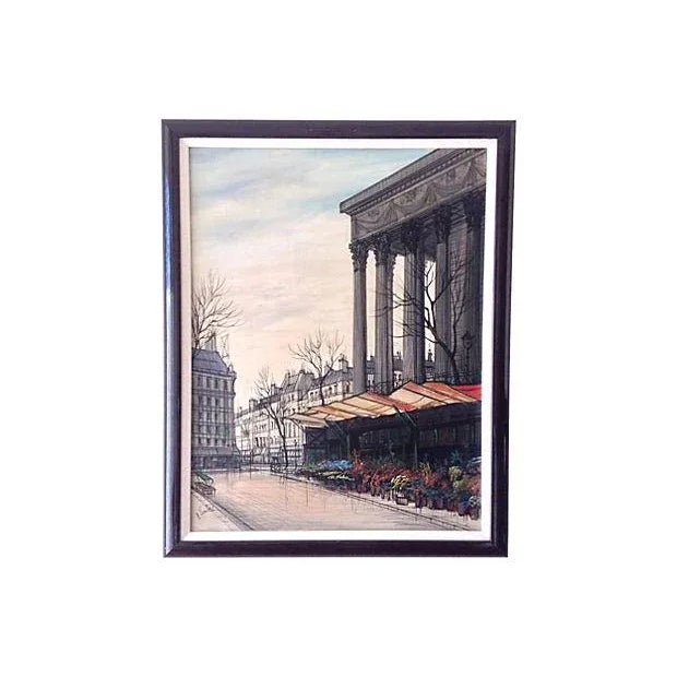Vintage Mid-Century Paul Lambert C.1960's Parisian Street Scene Painting For Sale