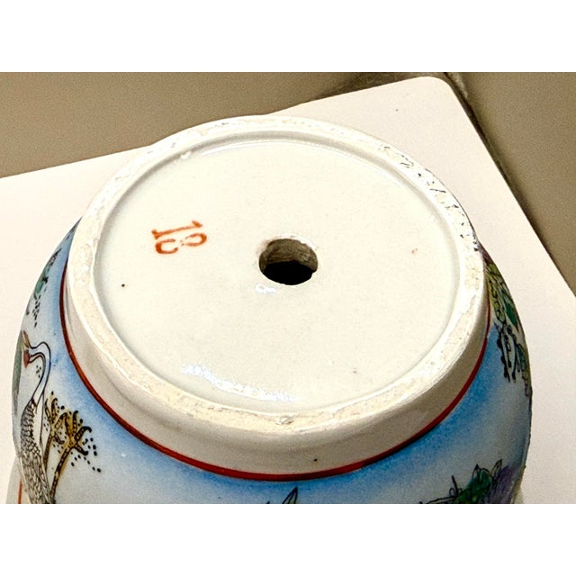 Chinoiserie Porcelain Planter With Water Tray For Sale - Image 9 of 12