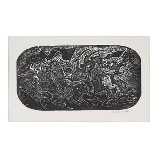 "Charge of the Revolutionist Cavalry" - 1931 Woodcut by Leopoldo Méndez For Sale