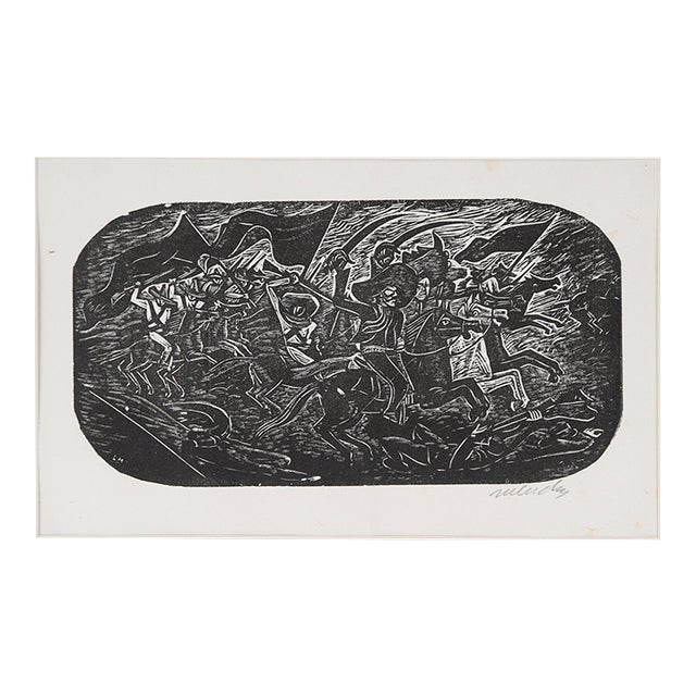 "Charge of the Revolutionist Cavalry" - 1931 Woodcut by Leopoldo Méndez For Sale