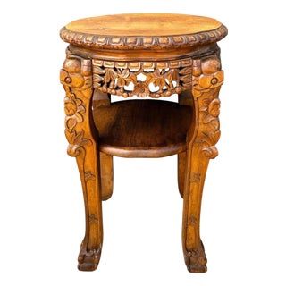 Chinese Carved Hardwood Side Table, Mid-20th Century For Sale