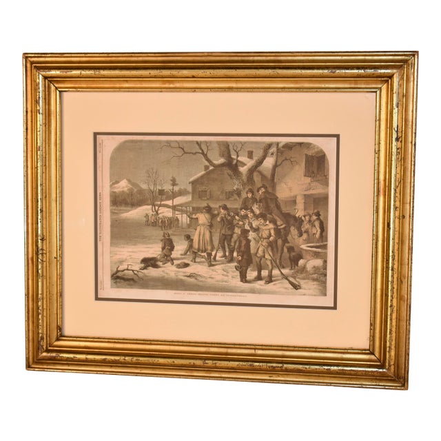 Circa 1859 Framed American Turkey Shoot Sporting Scene For Sale