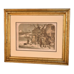 Circa 1859 Framed American Turkey Shoot Sporting Scene