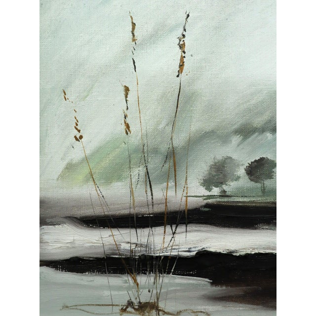 Mid-Century Modern 'Winter Reeds' Vintage Swedish Impressionist Original Landscape Oil Painting, Framed For Sale - Image 9 of 12