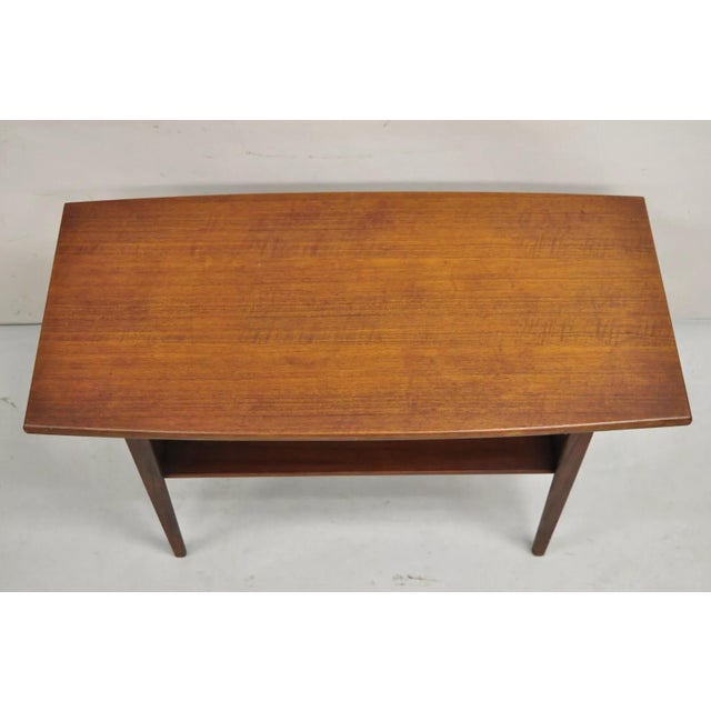 Vintage Mid Century Modern Danish Teak Wood Small 2 Tier Coffee Table Side Table For Sale - Image 4 of 10