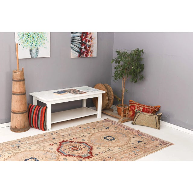 Mid 20th Century Vintage Washed Out Caucasian Rug For Sale In Los Angeles - Image 6 of 7