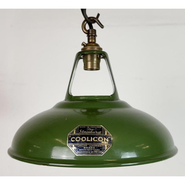 Metal Industrial Green Enamel Factory Pendant Lamp from Coolicon, 1950s For Sale - Image 7 of 16