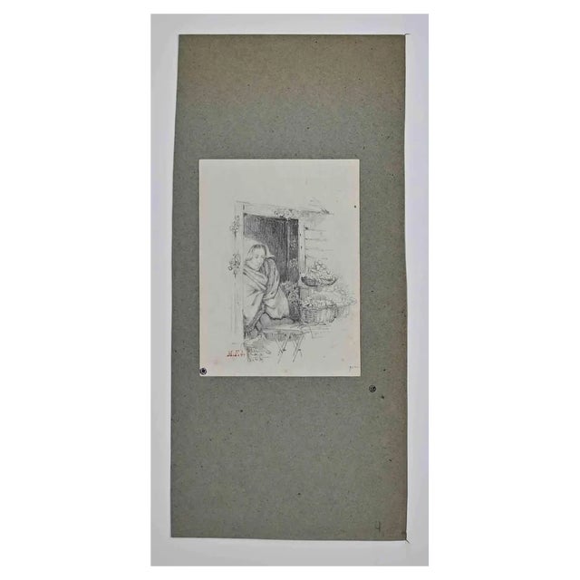 Léon Morel-Fatio, Lady by the Window, 19th Century, Pencil Drawing For Sale