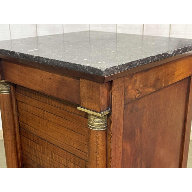 19th Century Empire Bedside Table in Cherry Wood and Black Marble For Sale - Image 9 of 16