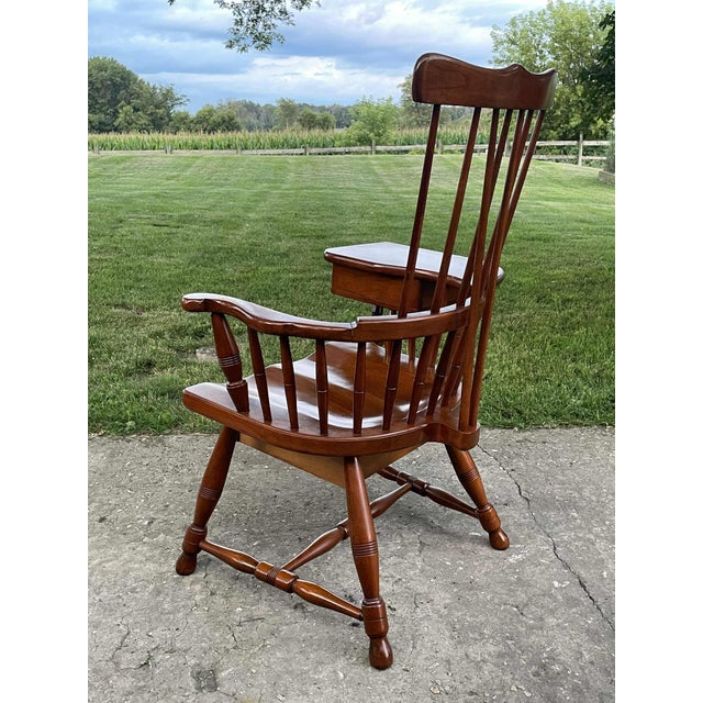 Mid 20th Century Vintage Walnut Pennsylvania Windsor Writing Chair With Two Drawers For Sale - Image 11 of 18