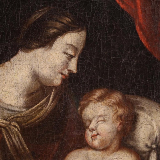 Madonna and Child, 1740, Small Oil on Canvas, Framed For Sale - Image 6 of 16