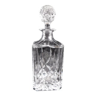 1950s Block Cut Crystal Whiskey Decanter in Olympic For Sale