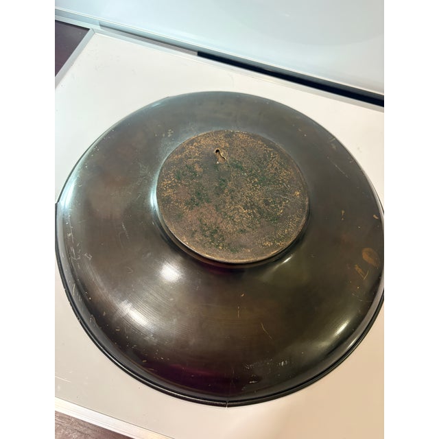 Art Deco Pal-Bell Judaica Charger by Maurice Ascalon, Israel, 1939–1950, Verdigris Metal Wall Plaque For Sale - Image 3 of 7