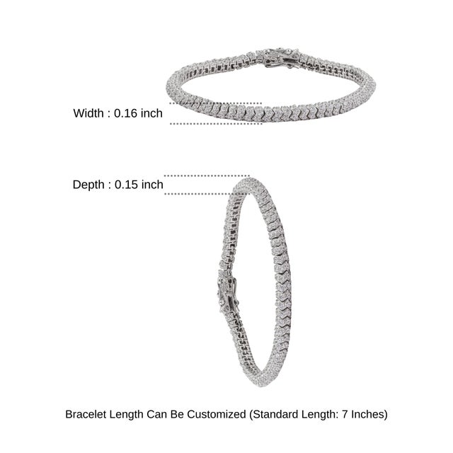 1980s Vintage Style Pavé Set White Zircon Tennis Bracelet in Sterling Silver 7 Inch For Sale - Image 11 of 14