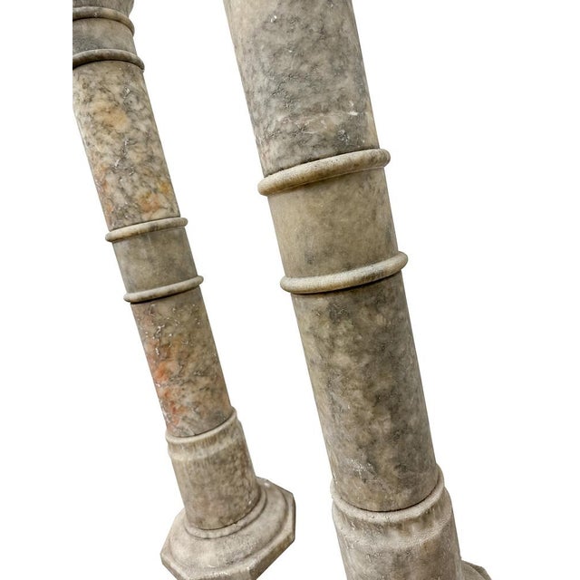 Stone Antique Neoclassical Marble Column Pedestal Stands, Late 19th Century, Set of 2 For Sale - Image 7 of 13