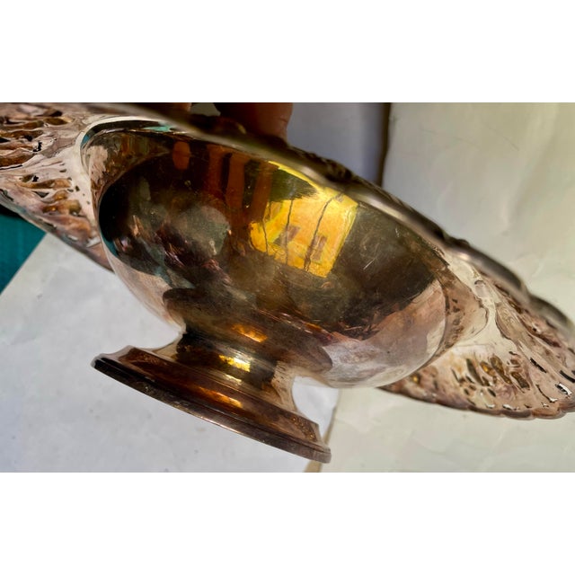 Mid 20th Century Mid 20th Century Silver Plate Fruit Embossed Center Bowl Flower Display Serving Bowl Made Japan For Sale - Image 5 of 7