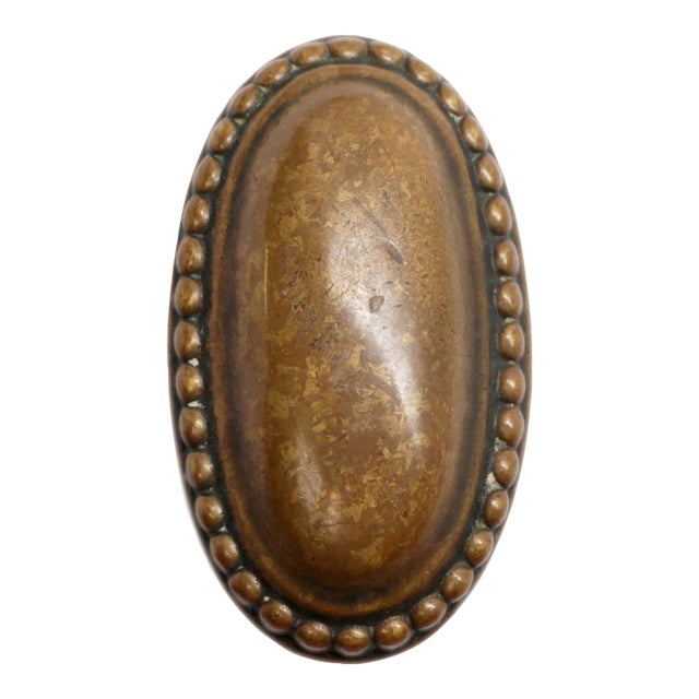 Vintage Oval Bronze Beaded Entry Door Knob For Sale