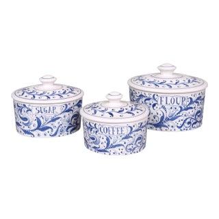 Mancioli Italian Ceramic Kitchen Cannisters, Set of 3 For Sale