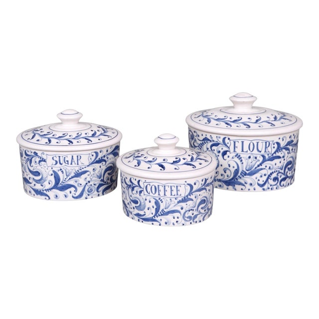 Mancioli Italian Ceramic Kitchen Cannisters, Set of 3 For Sale