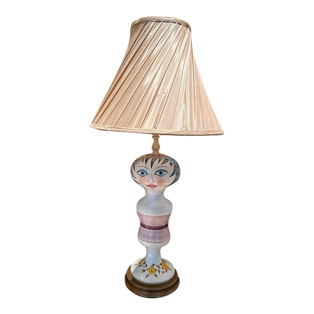 1970s Italian Pottery Female Mid Century Table Lamp For Sale
