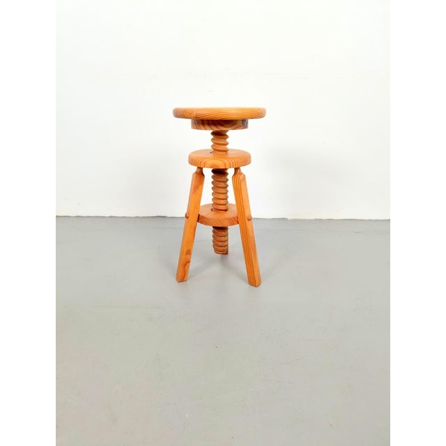 Wood Vintage Architect's Corkscrew Stool in Pine, 1960s For Sale - Image 7 of 9