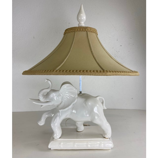 Mid-Century Vintage Oversized Blanc De Chin Italian Elephant Lamp For Sale - Image 11 of 11
