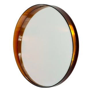 French Space Age Wall Mirror in Translucent Amber Plastic, 1970s For Sale