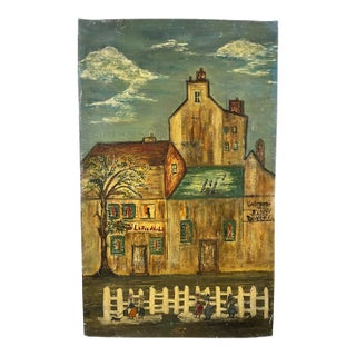 Early 20th Century "Au Lapin Agile" Expressionist Montmartre Neighborhood Scene Oil Painting on Canvas For Sale