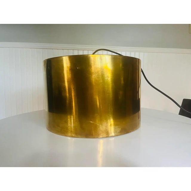 1960s 1960s Mid Century Modern Brass Drum Ceiling Light For Sale - Image 5 of 11