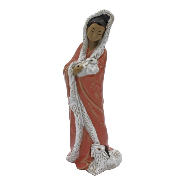 1970s Chinese Mud Figure of Woman For Sale