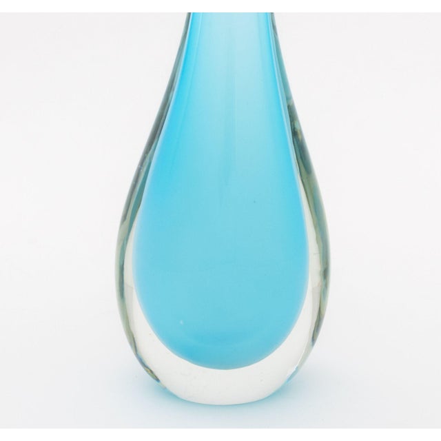 Glass Murano Sommerso Light Blue Bottle Neck Vase For Sale - Image 7 of 8