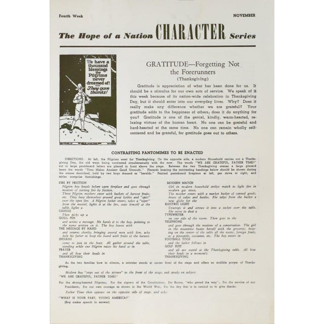 1937 American Hope of a Nation Poster Series, Gratitude (Pilgrims) For Sale - Image 4 of 4