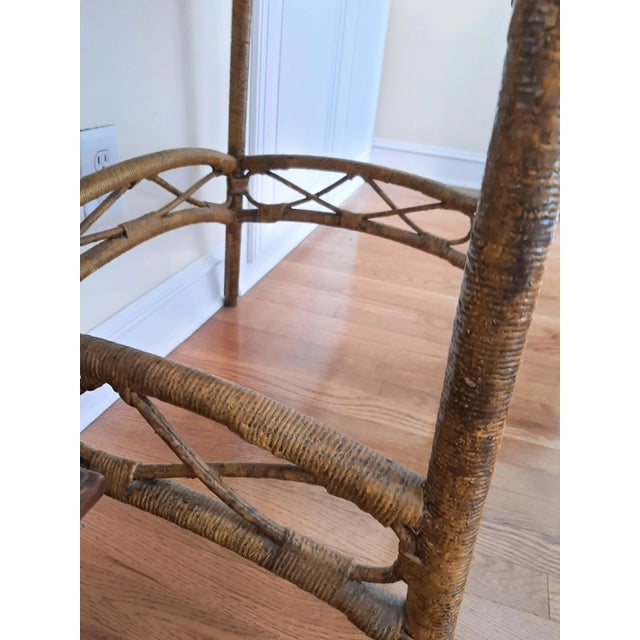 This is an original, wonderfully preserved Victorian writing desk featuring a wicker and solid oak top, complemented by...