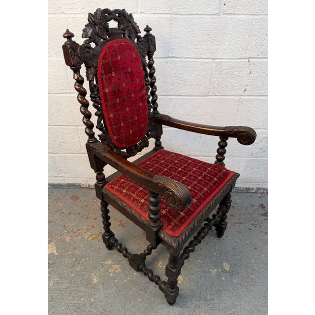 Traditional Renaissance Revival Hand Carved Oak Dining Chairs For Sale - Image 3 of 17